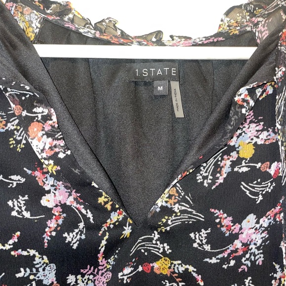 1. State Ditsy Floral Print Cold Shoulder Ruffle Long Sleeve Blouse Size medium - Picture 5 of 7